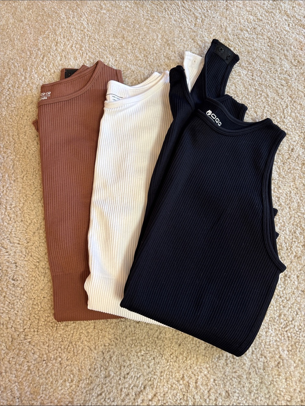 Ribbed Tank Top - Black, White, Brown by OGG